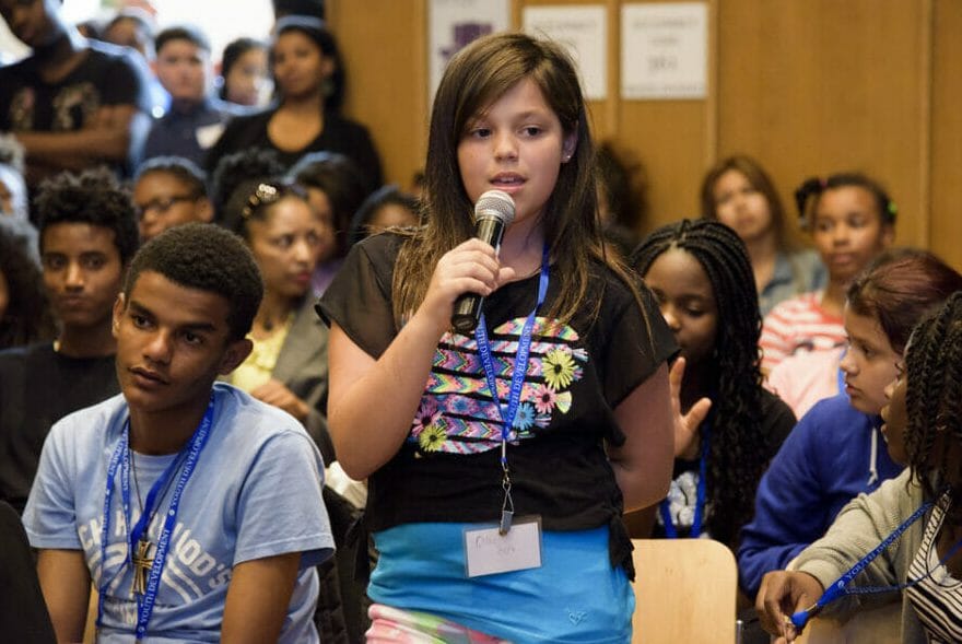 Girl speaking at student leadership program